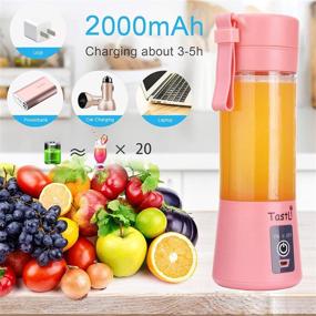 img 1 attached to 🍉 Portable Blender TastLi: Mini Fruit Juicer Cup for Juice Shakes & Smoothies – 13oz Bottles, 6 Blades, USB Rechargeable (Pink)