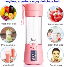 img 3 attached to 🍉 Portable Blender TastLi: Mini Fruit Juicer Cup for Juice Shakes & Smoothies – 13oz Bottles, 6 Blades, USB Rechargeable (Pink)