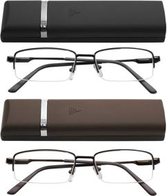 img 4 attached to Thin and Lightweight Reading Glasses with Spring Hinges, Ideal for Men and Women - Includes Protective Cases