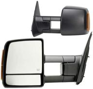 🚗 enhanced visibility towing mirror pair for toyota tundra pick-up, sequoia, w/ led turn signal & running lights, extendable, dual-view mirror, textured black finish, foldaway logo