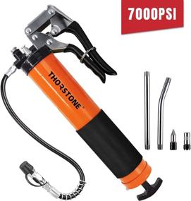 img 4 attached to 🔫 Thorstone Grease Gun Kit: 7000 PSI Heavy Duty Pistol Grip, 18" Spring Flex Hose, Couplers, Extensions, Nozzle - Orange