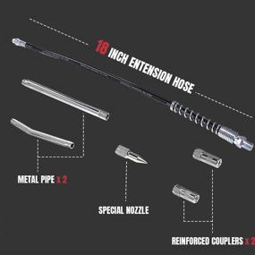 img 2 attached to 🔫 Thorstone Grease Gun Kit: 7000 PSI Heavy Duty Pistol Grip, 18" Spring Flex Hose, Couplers, Extensions, Nozzle - Orange