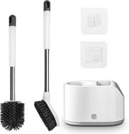 🚽 hst silicone toilet brush set with soft bristles for bathroom cleaning - grey logo