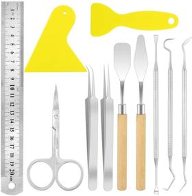 img 4 attached to 🔧 11-Piece Homgaty Craft Vinyl Weeding Tools Set for Efficient Vinyl, Silhouettes, Cameos, Lettering, and Splicing - Basic Vinyl Tool Kit