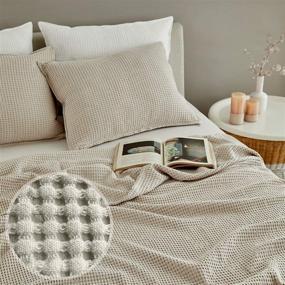 img 4 attached to 🛏️ MHD Korean Modal Waffle Blanket: Breathable, Lightweight, Skin-Friendly & Soft (Beige, 82" x 105")