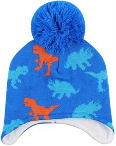 img 3 attached to Dinosaur Boys' Cold Weather Accessories with Duoyeree Beanie & Pom Pom Lining