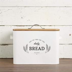 img 3 attached to Rustic Extra Large White Farmhouse Bread Box for Kitchen Countertop - Fits 2+ Loaves - Bread Storage Container Bin - Vintage Metal Bread Keeper - Decorative Breadbox Holder for Counter