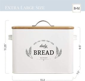 img 2 attached to Rustic Extra Large White Farmhouse Bread Box for Kitchen Countertop - Fits 2+ Loaves - Bread Storage Container Bin - Vintage Metal Bread Keeper - Decorative Breadbox Holder for Counter