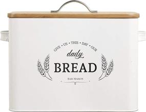 img 4 attached to Rustic Extra Large White Farmhouse Bread Box for Kitchen Countertop - Fits 2+ Loaves - Bread Storage Container Bin - Vintage Metal Bread Keeper - Decorative Breadbox Holder for Counter