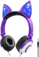 🦊 lobkin kids headphones: cute fox ear foldable over ear for boys and girls, adjustable 85db volume control, led light, perfect for online class/tablet/tv/pc/phone headphones logo
