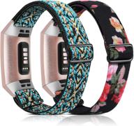 👟 wearlizer 2 packs elastic bands: compatible and adjustable fitbit charge 4/charge 3/charge 3 se nylon loop replacement straps for women and men logo