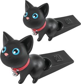 img 4 attached to Huinsh Cute Cat Door Stoppers: 🐱 Decorative Rubber Security Wedges for Door Clearance, 2-Pack