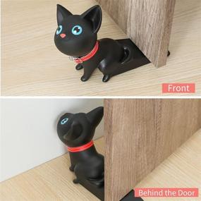 img 1 attached to Huinsh Cute Cat Door Stoppers: 🐱 Decorative Rubber Security Wedges for Door Clearance, 2-Pack