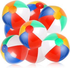 img 4 attached to 🏖️ Inflatable Beach Balls 10 Pack: 12&#34; Rainbow Pool Toys for Kids - Fun Water Play in Summer, Perfect for Pool Parties!"