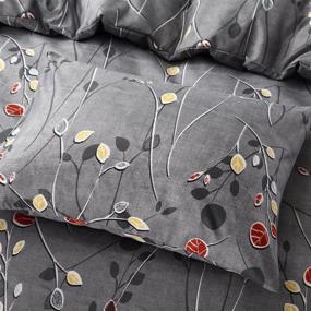 img 2 attached to Tebery Queen Size Botanical Duvet Cover Set - Ultra Soft Microfiber with Zipper Closure, Branches and Leaves Pattern, Wrinkle and Fade Resistant Bedding Set