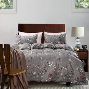 img 4 attached to Tebery Queen Size Botanical Duvet Cover Set - Ultra Soft Microfiber with Zipper Closure, Branches and Leaves Pattern, Wrinkle and Fade Resistant Bedding Set