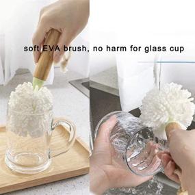 img 2 attached to 🍷 Goblet Wineglass Brush with Bamboo Handles & Eva Sponge, Foam Bristle Brush - Ideal for Crystal Glasses, Plates, Pants, Feeding Bottles - Non-Scratch, White