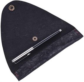 img 3 attached to 🖋️ Timeless Elegance: Handcrafted Leather Pen Holder Sleeve in Black Carved Cowhide