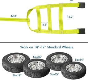 img 2 attached to 🚗 Autofonder 2Pc Tow Dolly Basket Straps with Flat Hook - Secure 14"-17" Tires & 10,000 lbs Breaking Strength Tire Bonnet & Tire Net - 2” Over Wheel Car Basket Tie Down Straps, Axle Straps & Carrying Bag