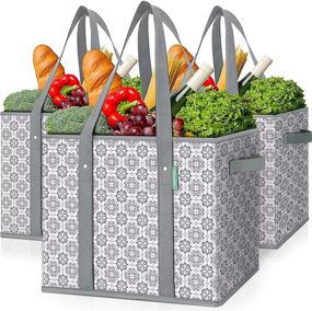 img 4 attached to 🛍️ WISELIFE Reusable Grocery Bags: Large Water-Resistant Totes for Shopping, Picnics, and More [3 Pack]