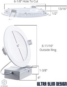 img 2 attached to 💡 Dimmable LED Recessed Lighting 6 inch - 3000K 4000K 5000K 1-Pack Ultra Thin Ceiling Light with Junction Box & 1050 Lumens - Selectable Color Temperature