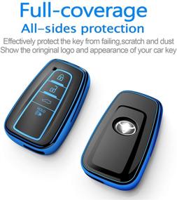 img 2 attached to Compatible With Toyota Key Fob Cover With Keychain Soft TPU 360 Degree Protection Key Case Fit For 2018-2021 Camry RAV4 Highlander Avalon C-HR Prius Corolla GT86 (Only For Keyless Go)-Blue