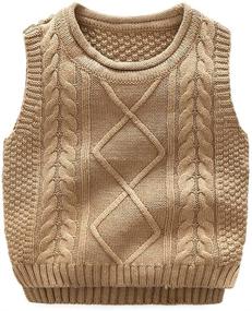 img 1 attached to 👶 Anbaby Little Boy's Knit Sweater Vest for Kids - Round Neck Students Pullover