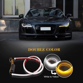 img 1 attached to 🚗 LEADTOPS 60CM Dual Color White-Amber Switchback Headlight LED Tube Strip Light DRL Daytime Running Light & Turn Signal Lamp for Car Auto Headlight
