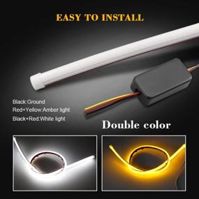 img 3 attached to 🚗 LEADTOPS 60CM Dual Color White-Amber Switchback Headlight LED Tube Strip Light DRL Daytime Running Light & Turn Signal Lamp for Car Auto Headlight