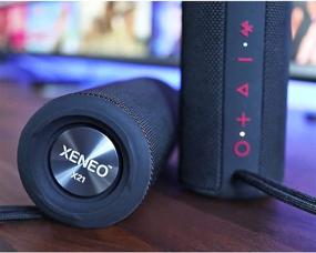 img 2 attached to 🔊 Двойные портативные Bluetooth-колонки Xeneo X21 - водонепроницаемые уличные беспроводные стерео-колонки с FM-радио, слотом для Micro SD-карты, IPX6, разъемом Aux - 30 Вт для дома, офиса, вечеринок и путешествий (набор из 2 шт., черный)