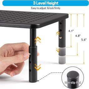 img 3 attached to LORYERGO Monitor Stand - Adjustable Height Monitor Riser with Metal Vented Platform - Ideal for Office & Home Use
