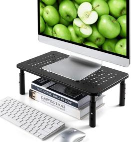img 4 attached to LORYERGO Monitor Stand - Adjustable Height Monitor Riser with Metal Vented Platform - Ideal for Office & Home Use