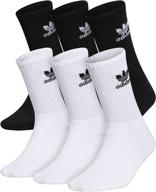 adidas originals kids unisex trefoil cushioned crew socks (6-pair) logo
