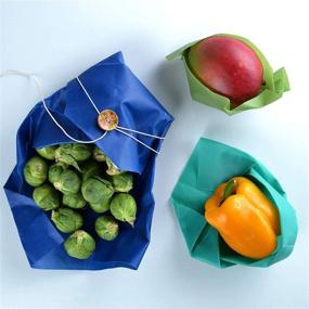 img 2 attached to 🌱 Premium Set of 6 Organic Beeswax Wraps, Reusable and Plastic-Free - Eco-Friendly Food Wraps for Sandwiches and Snacks, Includes 1 Large, 1 Medium, and 1 Small Wrap, with Button, Tie, and Refresh Wax for Extended Usage