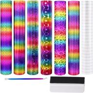 🌈 ehdis rainbow pattern holographic adhesive vinyl sheets 12"x12" – perfect for crafts, decoration, stickers, car decals, signs & craft cutters logo