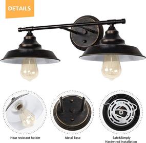 img 2 attached to 🚽 HAITRAL Bronze Bathroom Light Fixture: 2-Light Farmhouse Sconce for Kitchen, Living Room & More - Industrial Wall Light Fixture (Bulb Not Included)