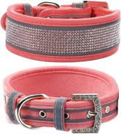 🐶 stylish sparkly velvet leather rhinestone dog collar - adjustable & reflective for medium to large dogs by aoksi logo