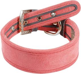 img 1 attached to 🐶 Stylish Sparkly Velvet Leather Rhinestone Dog Collar - Adjustable & Reflective for Medium to Large Dogs by AOKSI