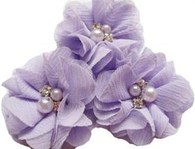 img 4 attached to YYCRAFT 20pcs Chiffon 2-inch Flower Rhinestone Pearl Set for Craft Projects - Lavender Delight