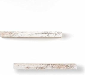 img 4 attached to Rustic White Wood Floating Shelves Set of 2 - Wall Mounted Shelf for Living Room, Bedroom by Scholartree