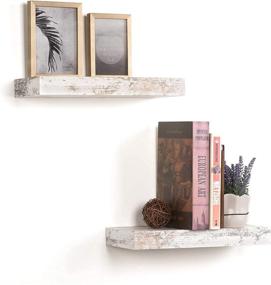 img 2 attached to Rustic White Wood Floating Shelves Set of 2 - Wall Mounted Shelf for Living Room, Bedroom by Scholartree