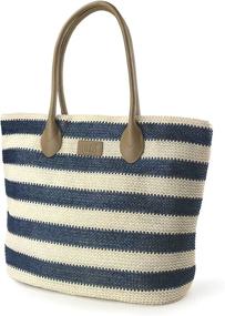 img 3 attached to 👜 Lightweight Striped Women's Tote Handbag with Synthetic Straw: Perfect for Travel