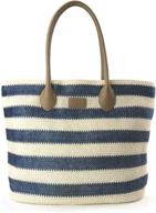 👜 lightweight striped women's tote handbag with synthetic straw: perfect for travel logo