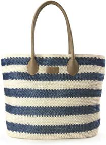 img 4 attached to 👜 Lightweight Striped Women's Tote Handbag with Synthetic Straw: Perfect for Travel