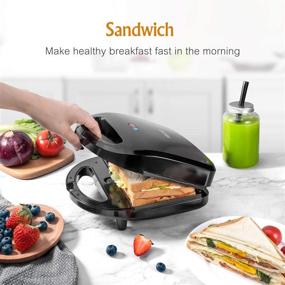 img 1 attached to 🥪 OSTBA 3-in-1 Sandwich Maker, Waffle Iron, and Panini Press Grill with 750W Power, Detachable Non-stick Plates, LED Indicators, Cool Touch Handle, Easy to Clean