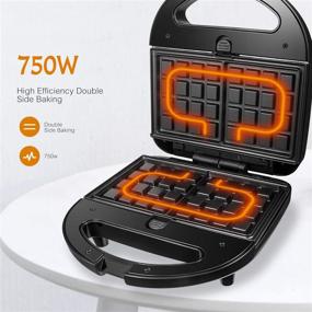 img 2 attached to 🥪 OSTBA 3-in-1 Sandwich Maker, Waffle Iron, and Panini Press Grill with 750W Power, Detachable Non-stick Plates, LED Indicators, Cool Touch Handle, Easy to Clean