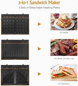 img 3 attached to 🥪 OSTBA 3-in-1 Sandwich Maker, Waffle Iron, and Panini Press Grill with 750W Power, Detachable Non-stick Plates, LED Indicators, Cool Touch Handle, Easy to Clean