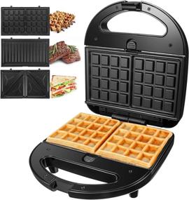 img 4 attached to 🥪 OSTBA 3-in-1 Sandwich Maker, Waffle Iron, and Panini Press Grill with 750W Power, Detachable Non-stick Plates, LED Indicators, Cool Touch Handle, Easy to Clean