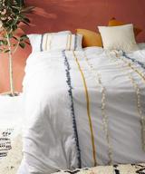 🛏️ flber boho одеяло на резинке queen: белое хлопковое постельное белье для роскошного покрывала, 86x90 дюймов логотип