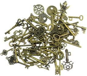 img 1 attached to 🔑 Aokbean 50 pcs Vintage Skeleton Bronze Key Charms - Antique Style Jewelry Making Wedding Party Favors DIY Pendant (Antique Bronze)